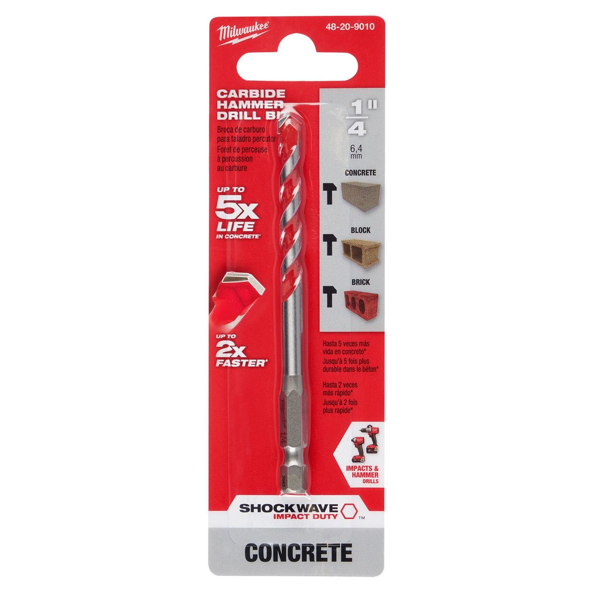 MILWAUKEE - Broca carburada 14 x 4pulg para concreto 48-20-9010