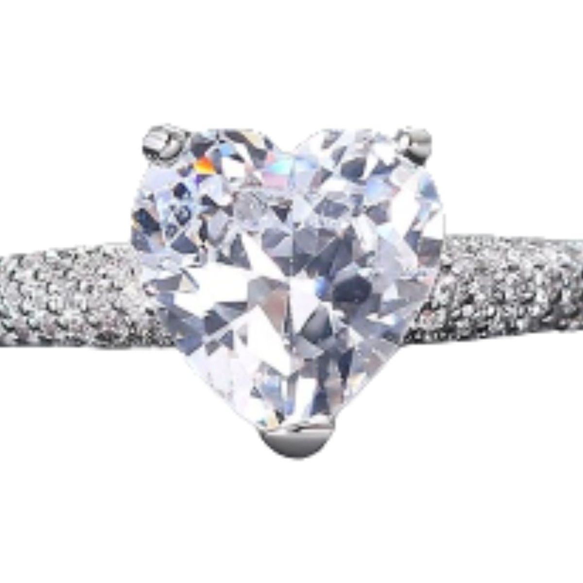 GENERICO - Anillo Compromiso Diamond Heart Bañado Oro Blanco18K Aro Genieka