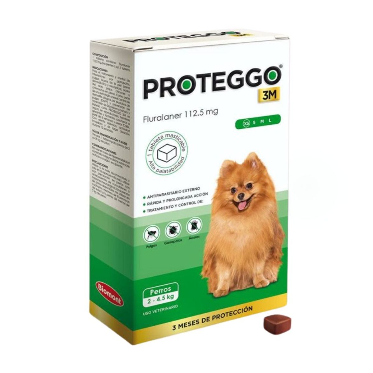 PROTEGGO - ANTIPULGAS PROTEGGO 2 A 4.5 KG X1 PASTILLA