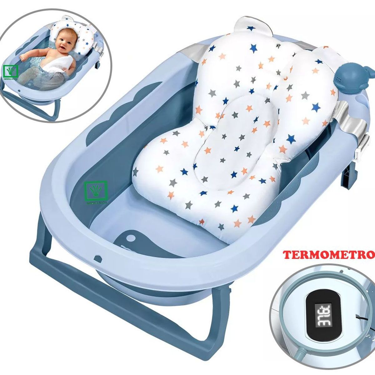 GENERICO - Bañera Tina de Baño Plegable Ballenita Con Termómetro