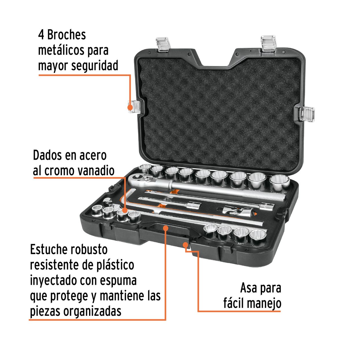 TRUPER - Juego de 23 herramientas cuadro 3/4" mm para mecánico COD 13874 Truper