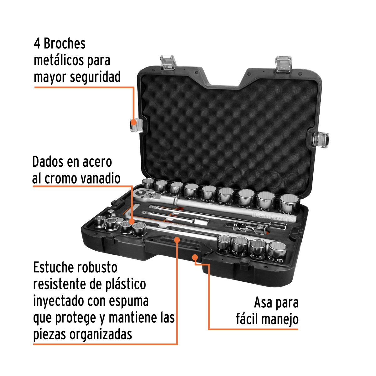 TRUPER - Juego de 23 herramientas cuadro 3/4" std para mecánico COD 13970 Truper