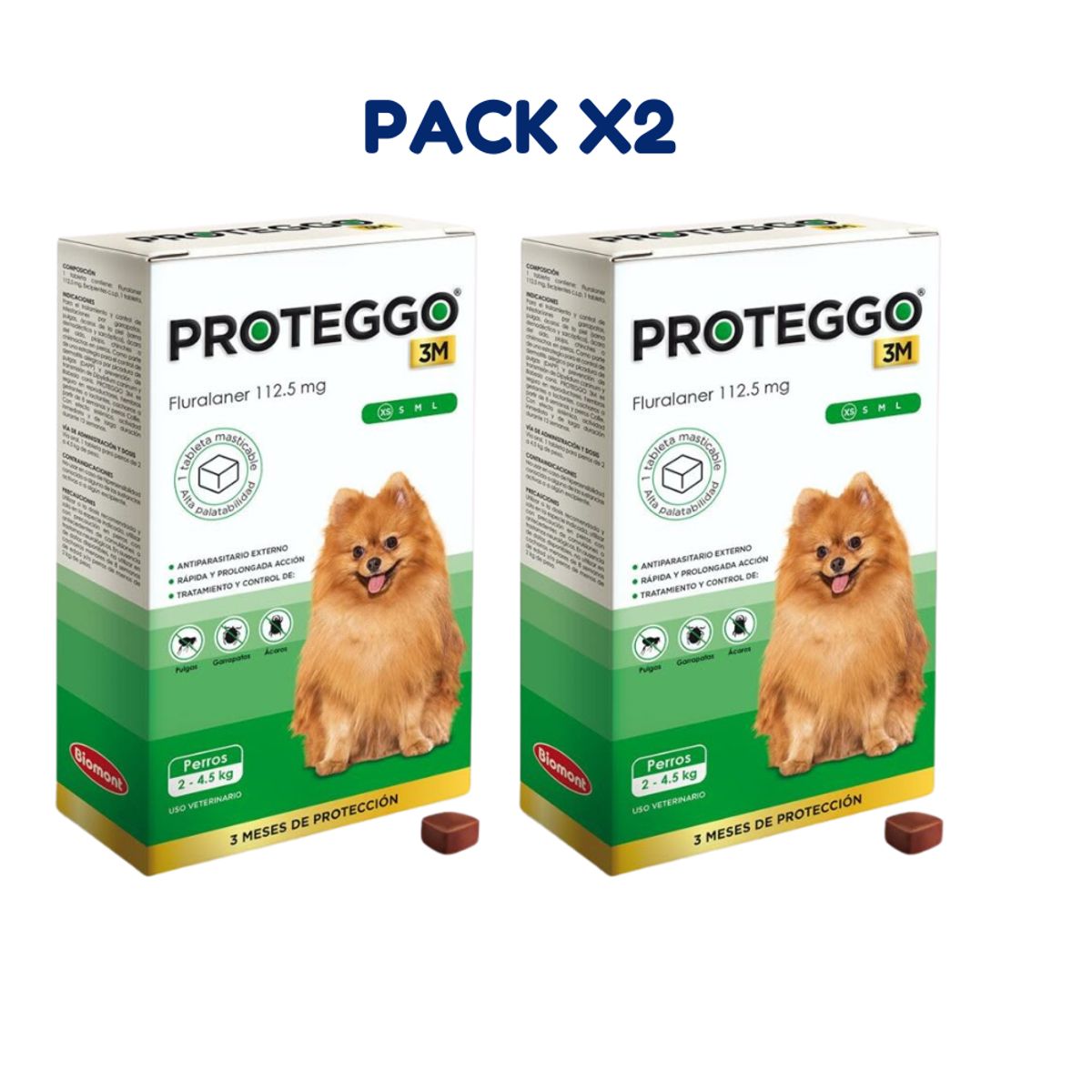 PROTEGGO - ANTIPULGAS PROTEGGO 2 A 4.5 KG PACK X2