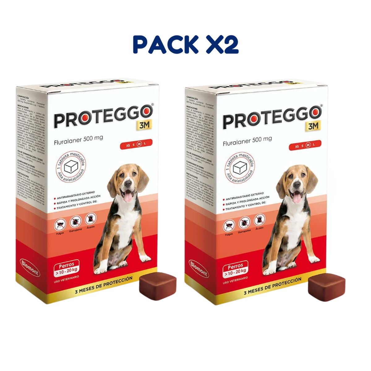 PROTEGGO - ANTIPULGAS PROTEGGO 10 A 20 KG PACK X2
