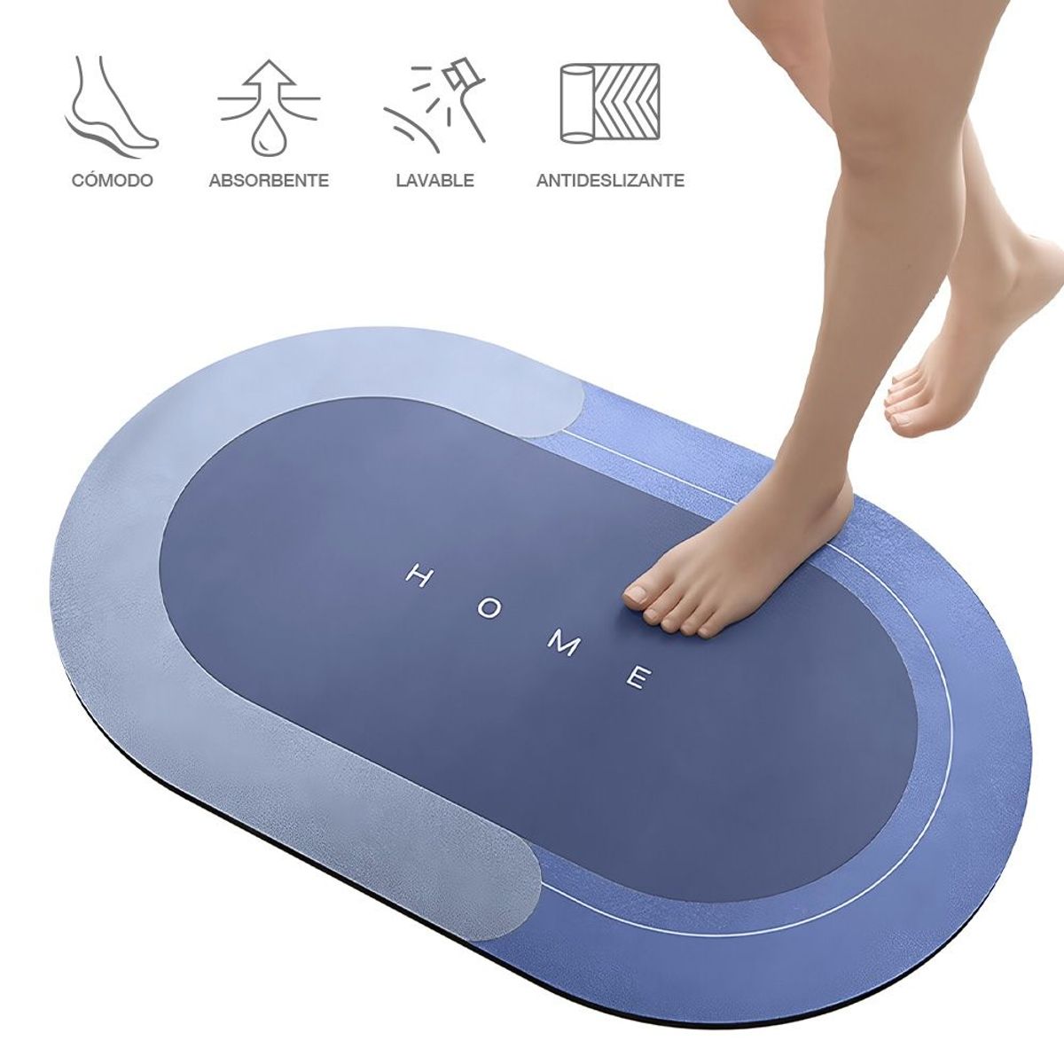 KELLER - Alfombra Antideslizante para Piso Tapete de Baño N36 Azul