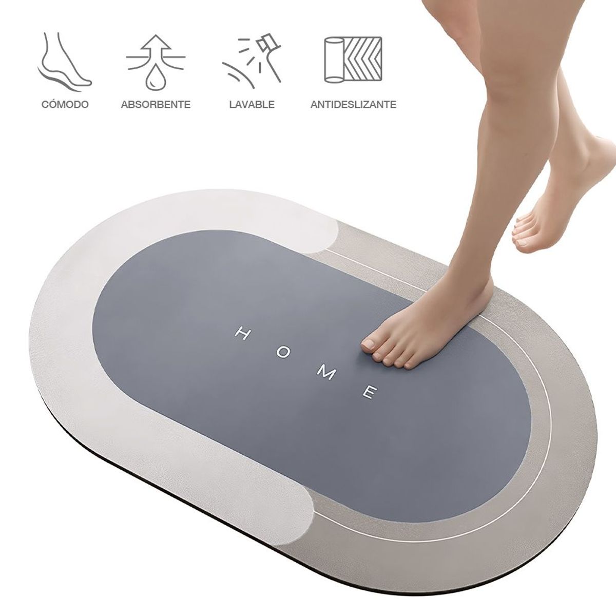 KELLER - Alfombra Antideslizante para Piso Tapete de Baño N36 Plomo