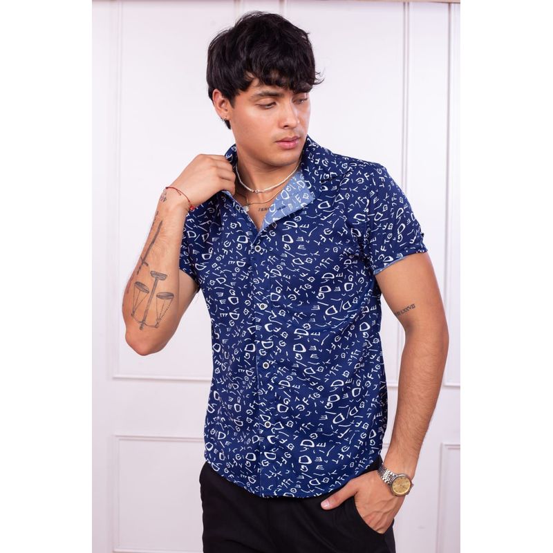 DM DEXMEN - Camisa Dexmen Seda con diseño Azul Promoción