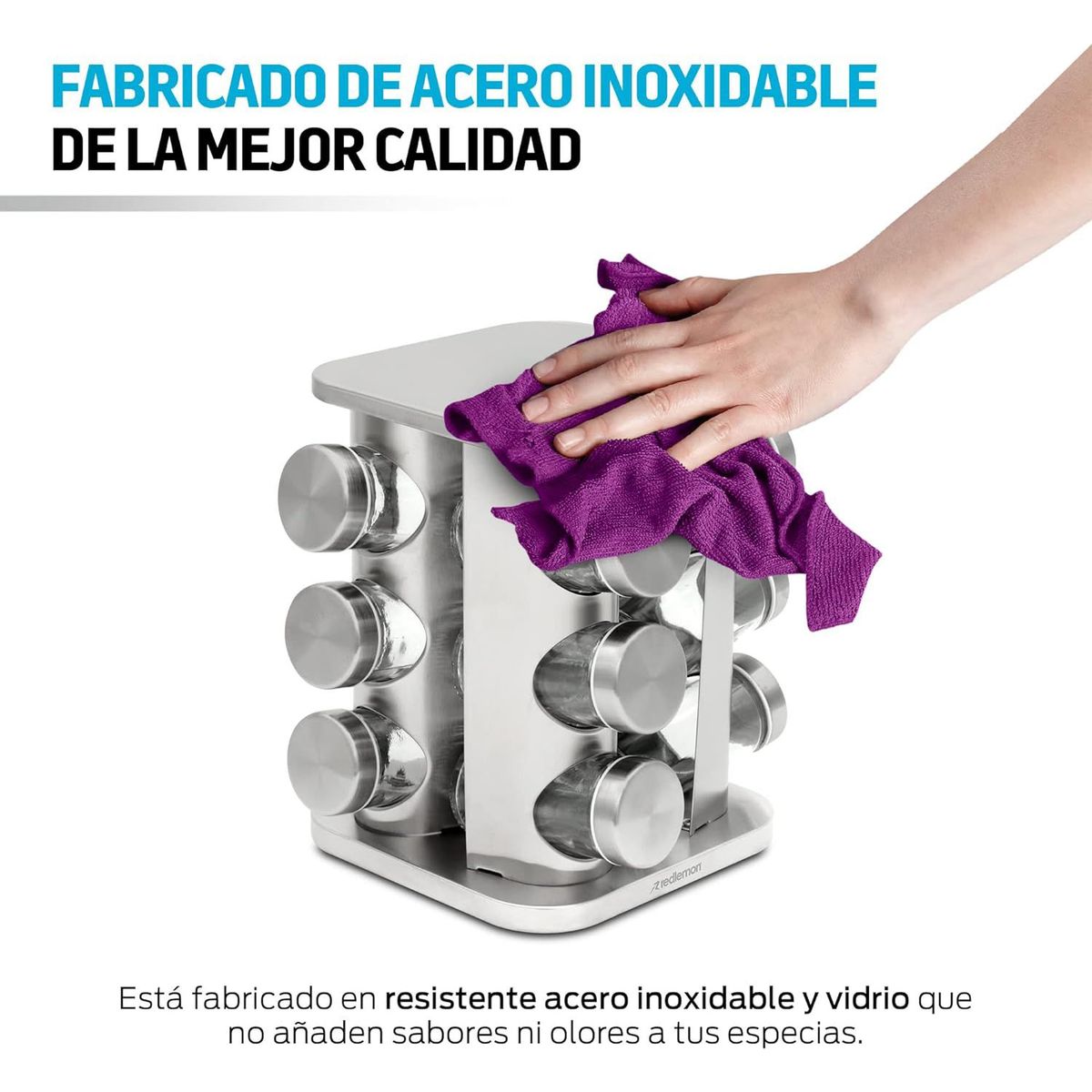 GENERICO - Condimentero Giratorio Especiero 12 piezas Inox cuadrado