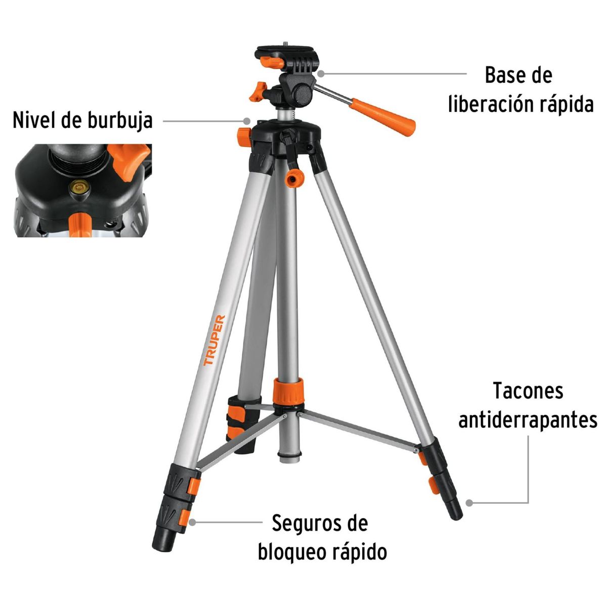 TRUPER - Trípode para camara profesional nivel láser equipo de nivelación