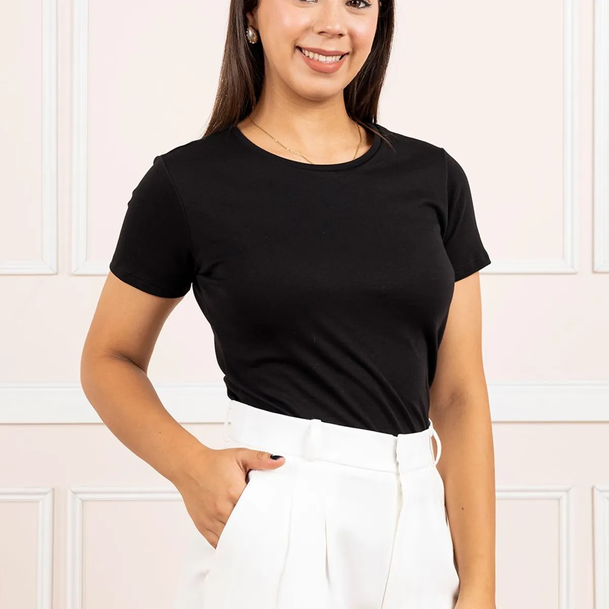 GENERICO - Polo Básico Gamuza Pima Ada Color Negro Estacion 108