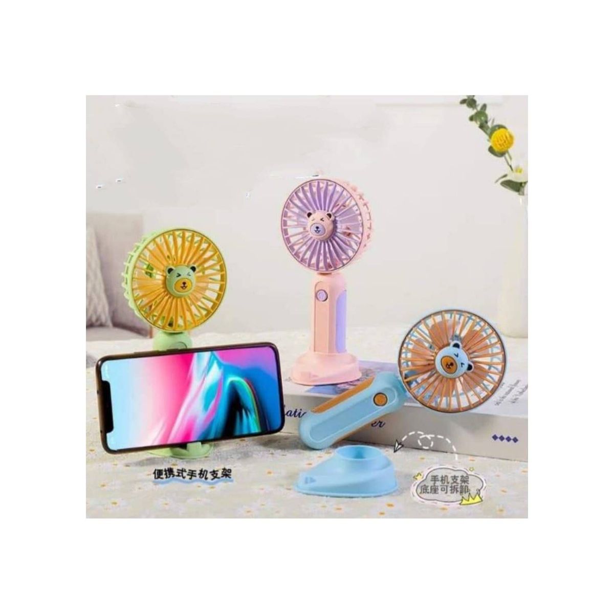 GENERICO - Ventilador Portátil USB Recargable con Soporte Para Teléfono