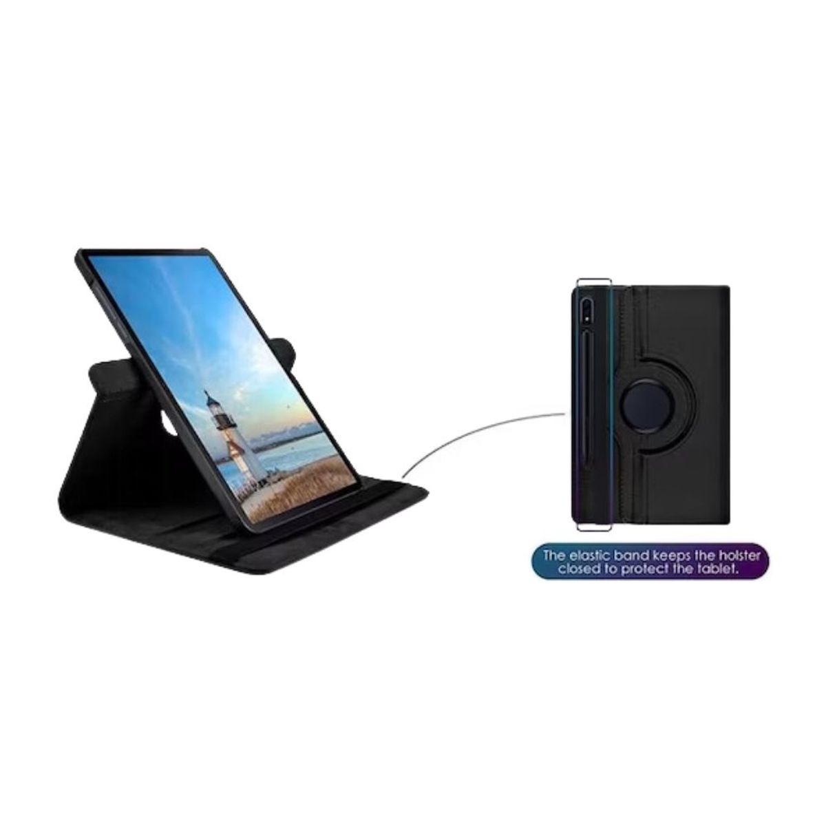 FUNDAANTIGOLPES - Funda Giratoria Negro para tablet Samsung Galaxy Tab S8 Plus - S7 FE