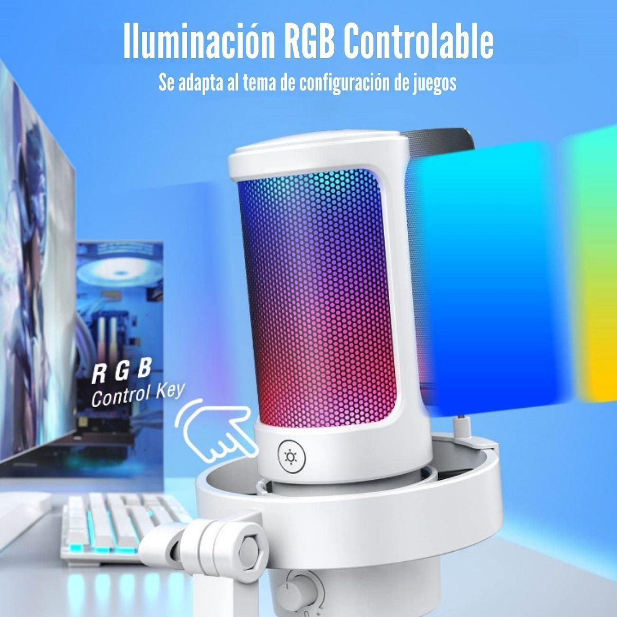 FIFINE - Fifine - Micrófono Ampligame A8 RGB USB Cardioide - White