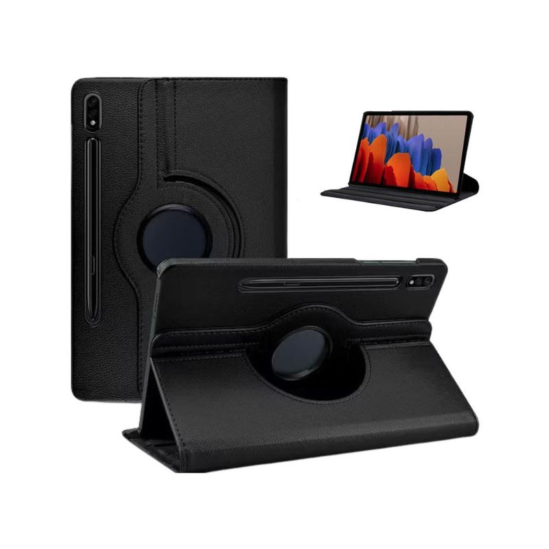 FUNDAANTIGOLPES - Funda Giratoria 360° para Samsung Galaxy Tab S8 Plus - S7 FE - Negro