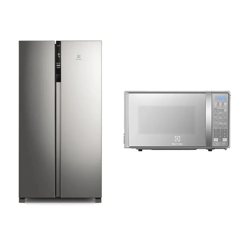ELECTROLUX - Combo: Refrigerador Side By Side 517 L Silver ERSA53V2HVG + Microondas 20L EMDO20S2GSRUG Electrolux