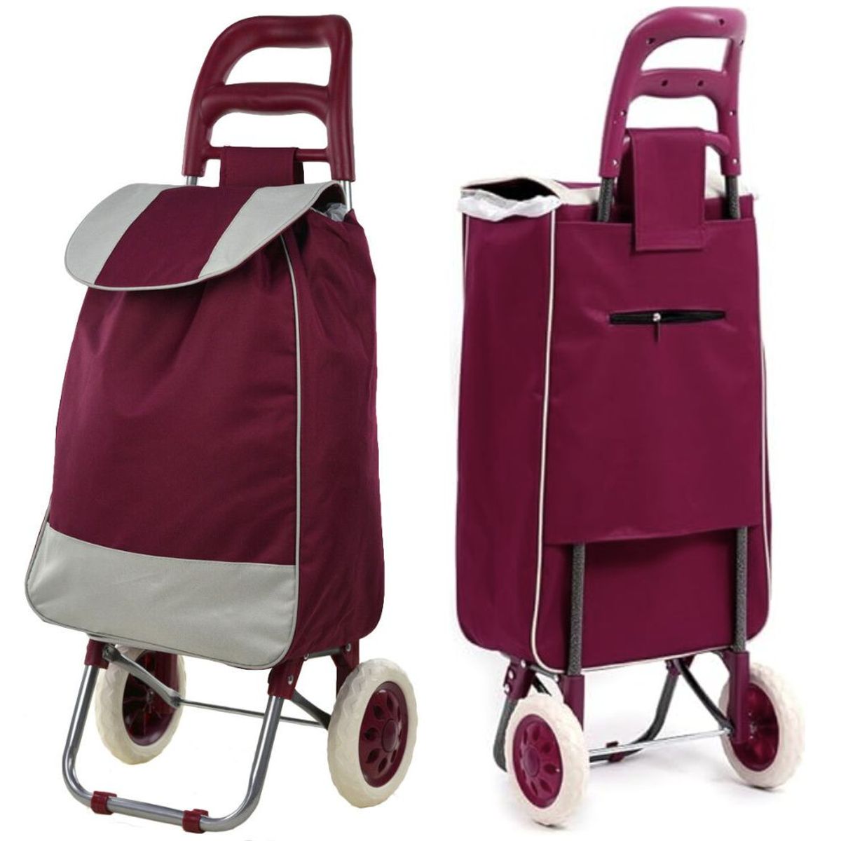 MINARI - Carrito de Compras Mercado Plegable Portátil Guinda 27C