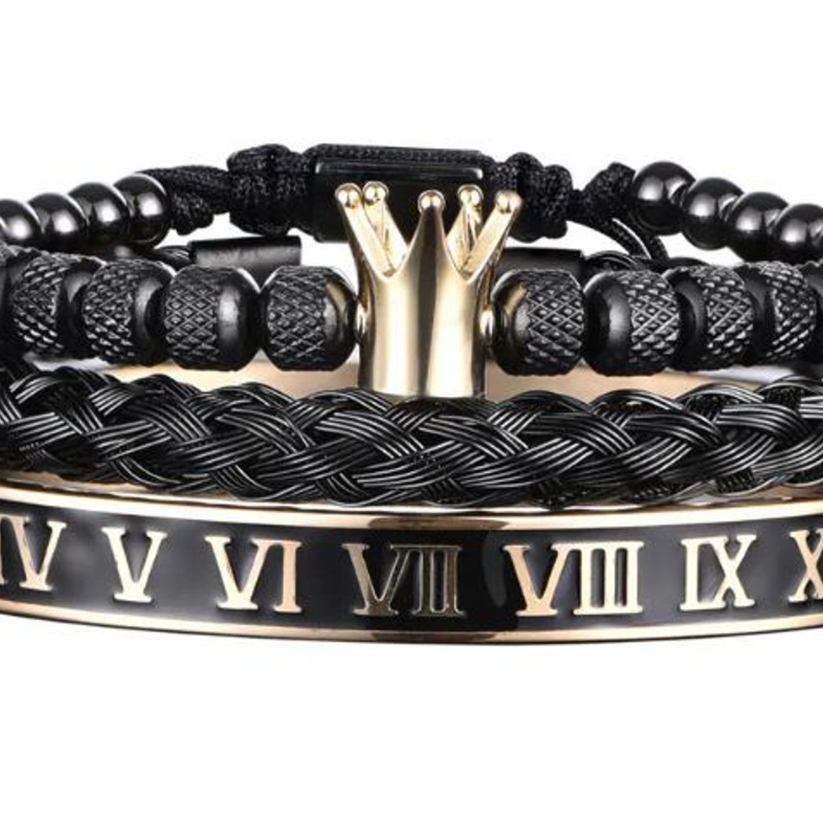 GENERICO - Pulsera Brazalete Triple Corona Numeros Romanos  Acero Inoxidable Lujo
