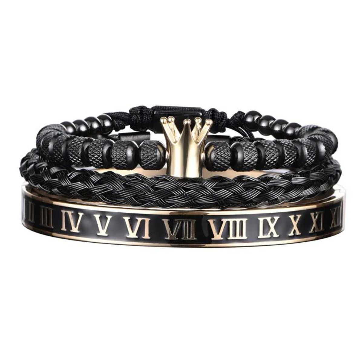 GENERICO - Pulsera Brazalete Triple Corona Numeros Romanos  Acero Inoxidable Lujo