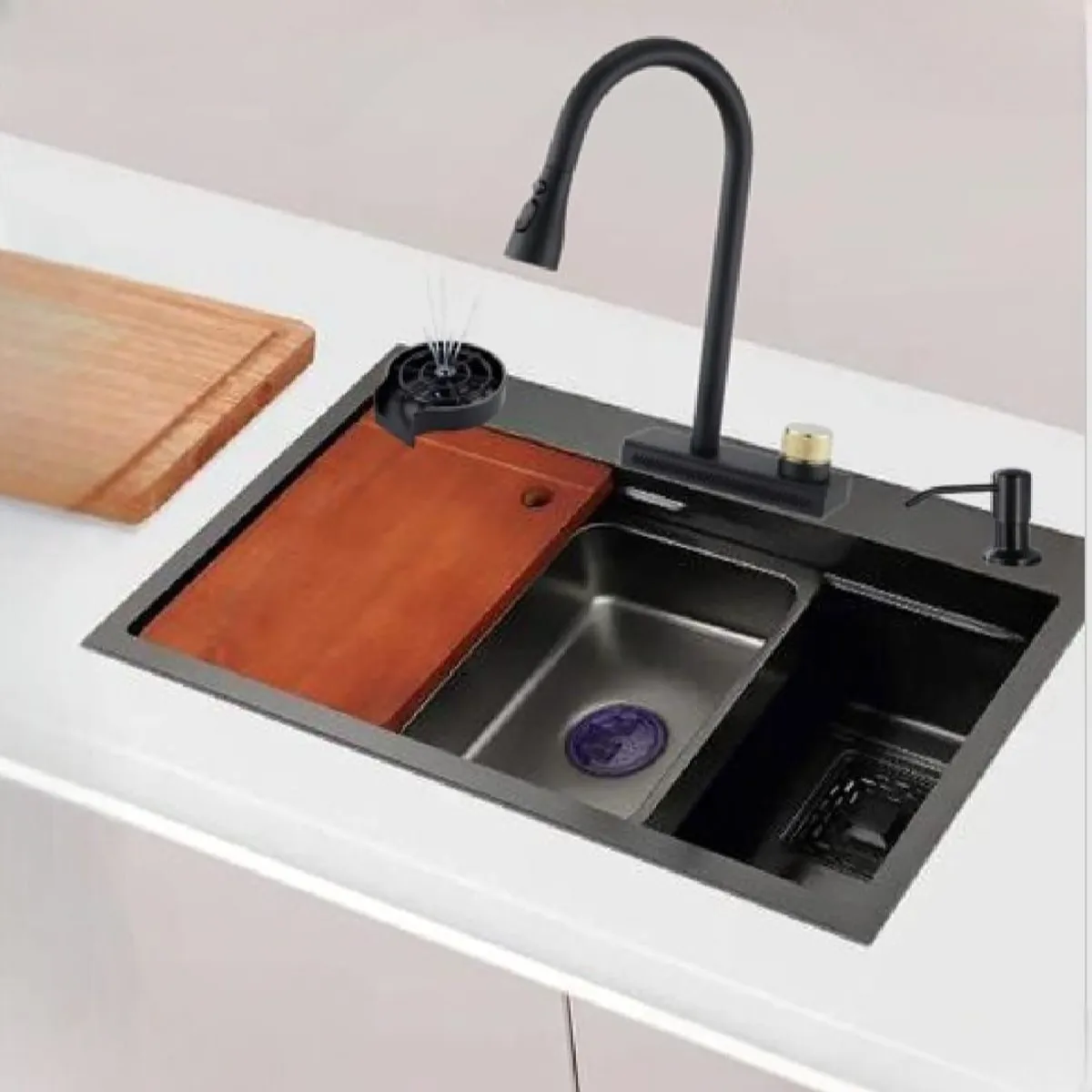 IMPORTADO MC - LAVADERO MULTIFUNCIONAL CON REBOSE DE COCINA + MEZCLADORA  7545NG