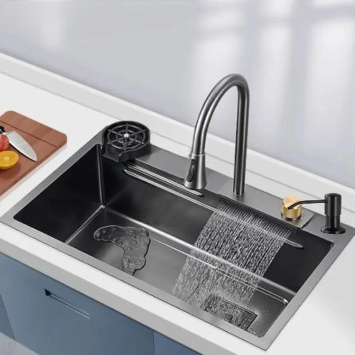 IMPORTADO MC - LAVADERO MULTIFUNCIONAL CON REBOSE DE COCINA + MEZCLADORA  7545NG