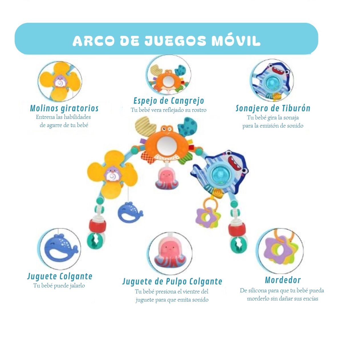 GENERICO - ARCO DE JUEGOS MOVIL PARA CUNA Y COCHE DE BEBE