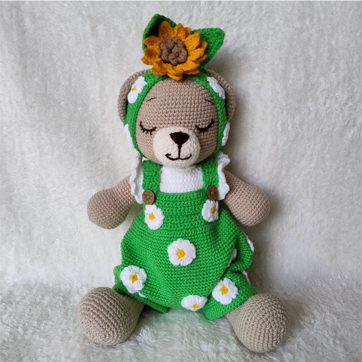 GENERICO - Osita amigurumi girasol 33cm oso peluche adorno