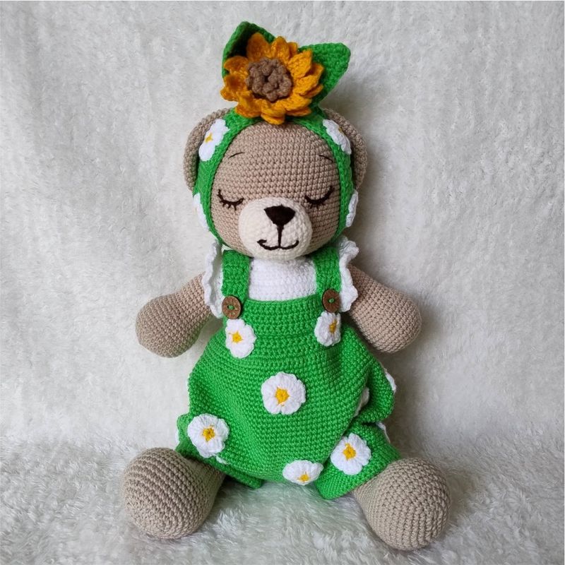 GENERICO - Osita amigurumi girasol 33cm oso peluche adorno