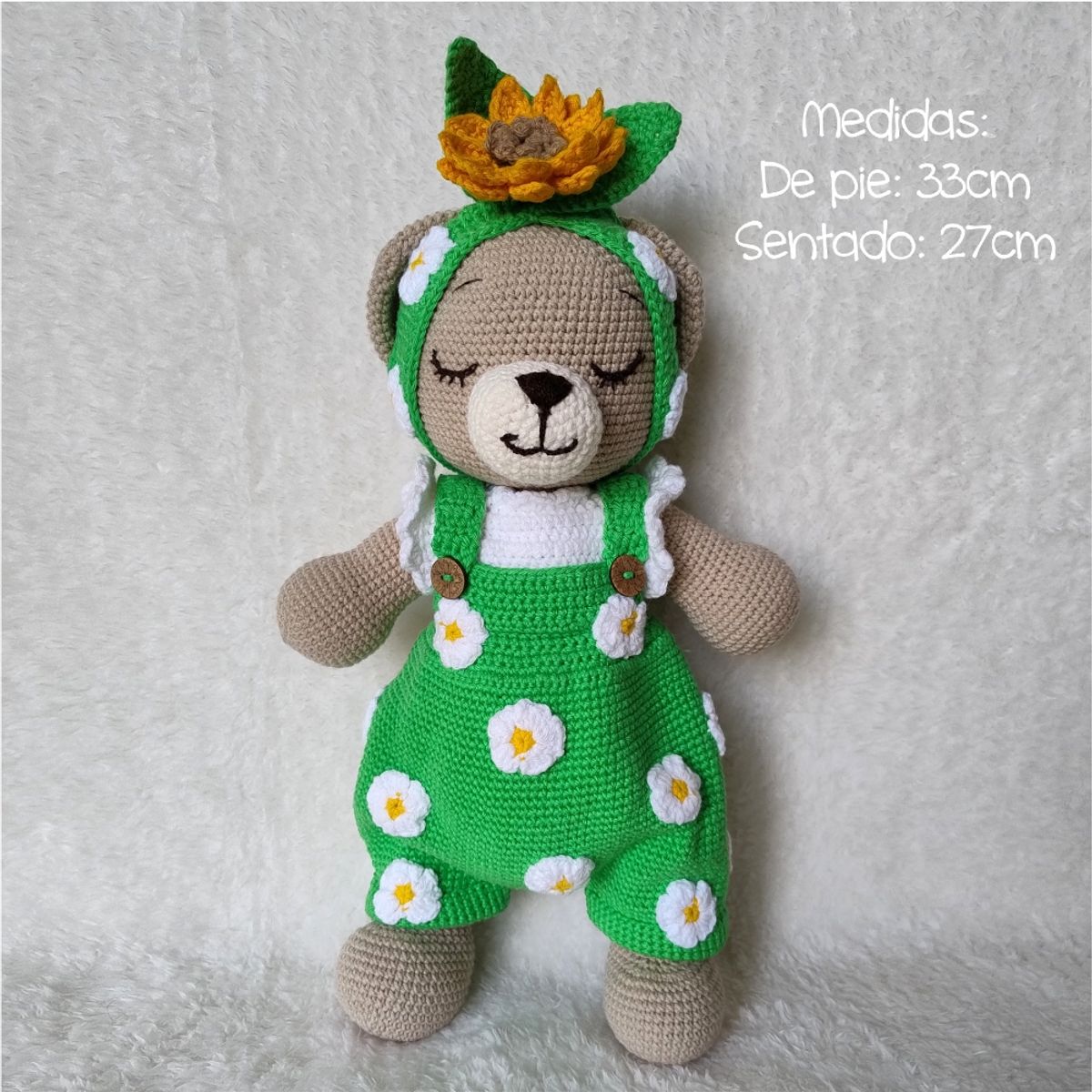 GENERICO - Osita amigurumi girasol 33cm oso peluche adorno