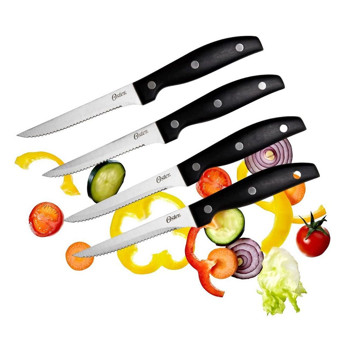 OSTER - Juego de Cuchillos Oster 4Pzs Acero Inoxidable GRANGER Negro