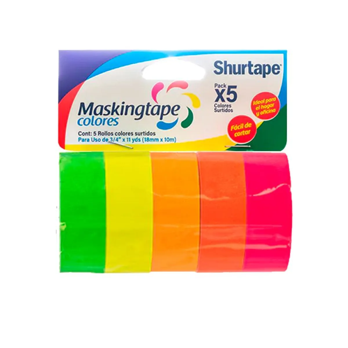 GENERICO - Paquete de 5 Cintas Adhesivas NEON