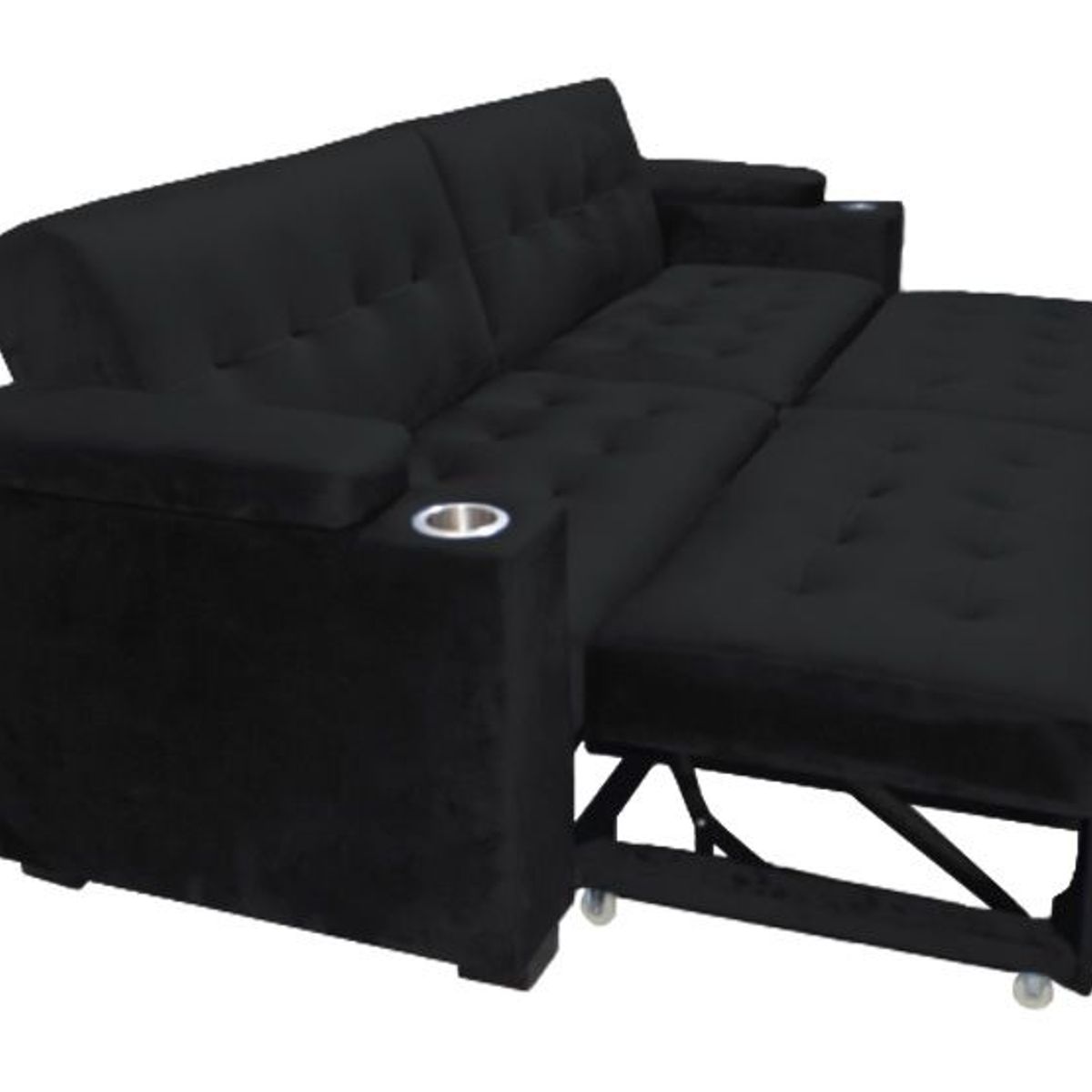 BARAKA HOME - Sofa Cama Madison con Portavaso y almacenamiento King - Negro