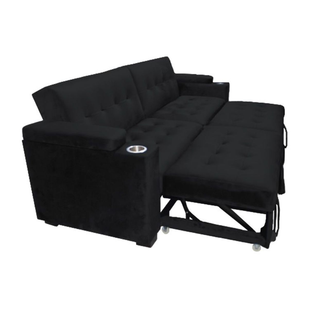 BARAKA HOME - Sofa Cama Madison con Portavaso y almacenamiento King - Negro