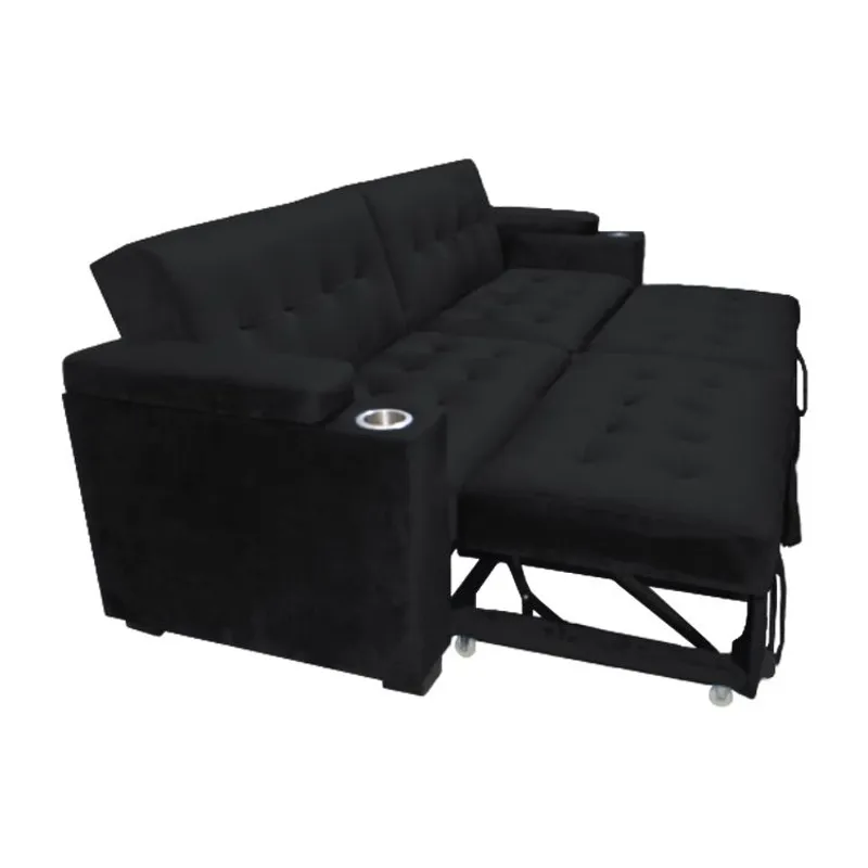 BARAKA HOME - Sofa Cama Madison con Portavaso y almacenamiento King - Negro