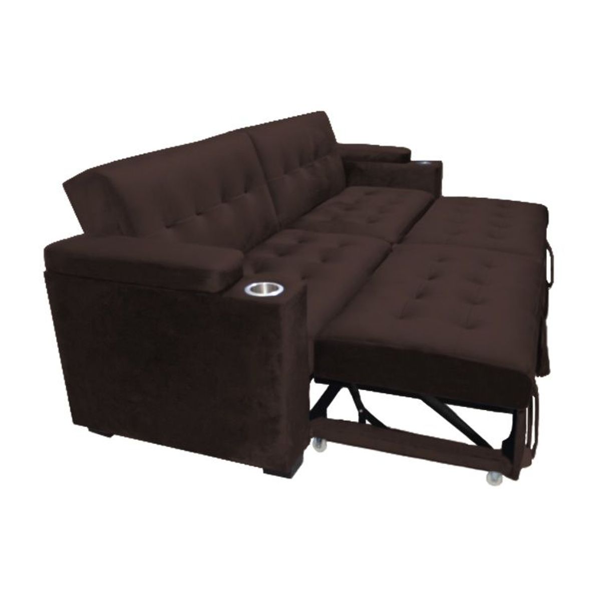 BARAKA HOME - Sofa Cama Madison con Portavaso y almacenamiento King - Chocolate