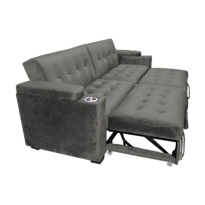 BARAKA HOME - Sofa Cama Madison con Portavaso y almacenamiento King - Gris Oscuro