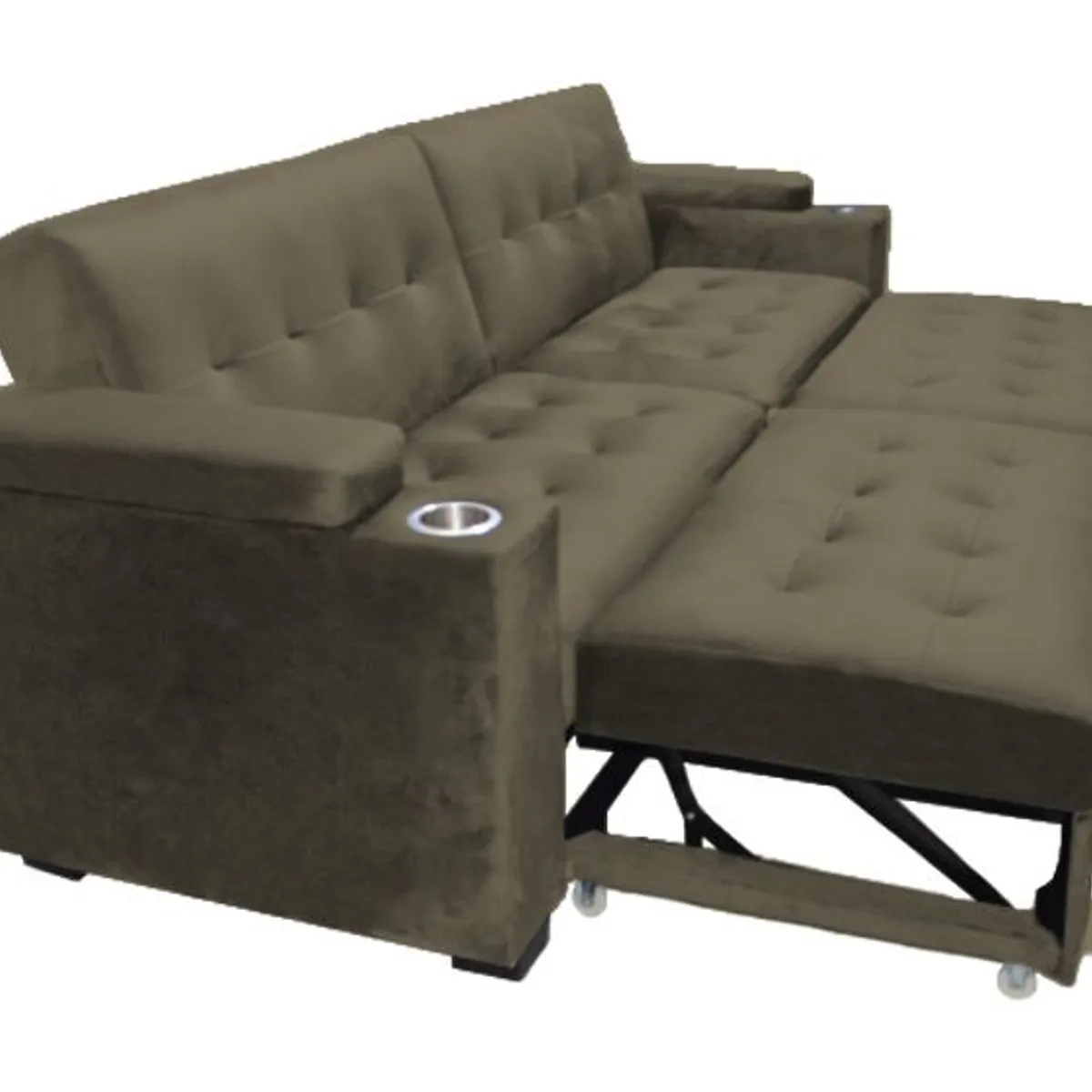 BARAKA HOME - Sofa Cama Madison con Portavaso y almacenamiento King - Beige Oscuro