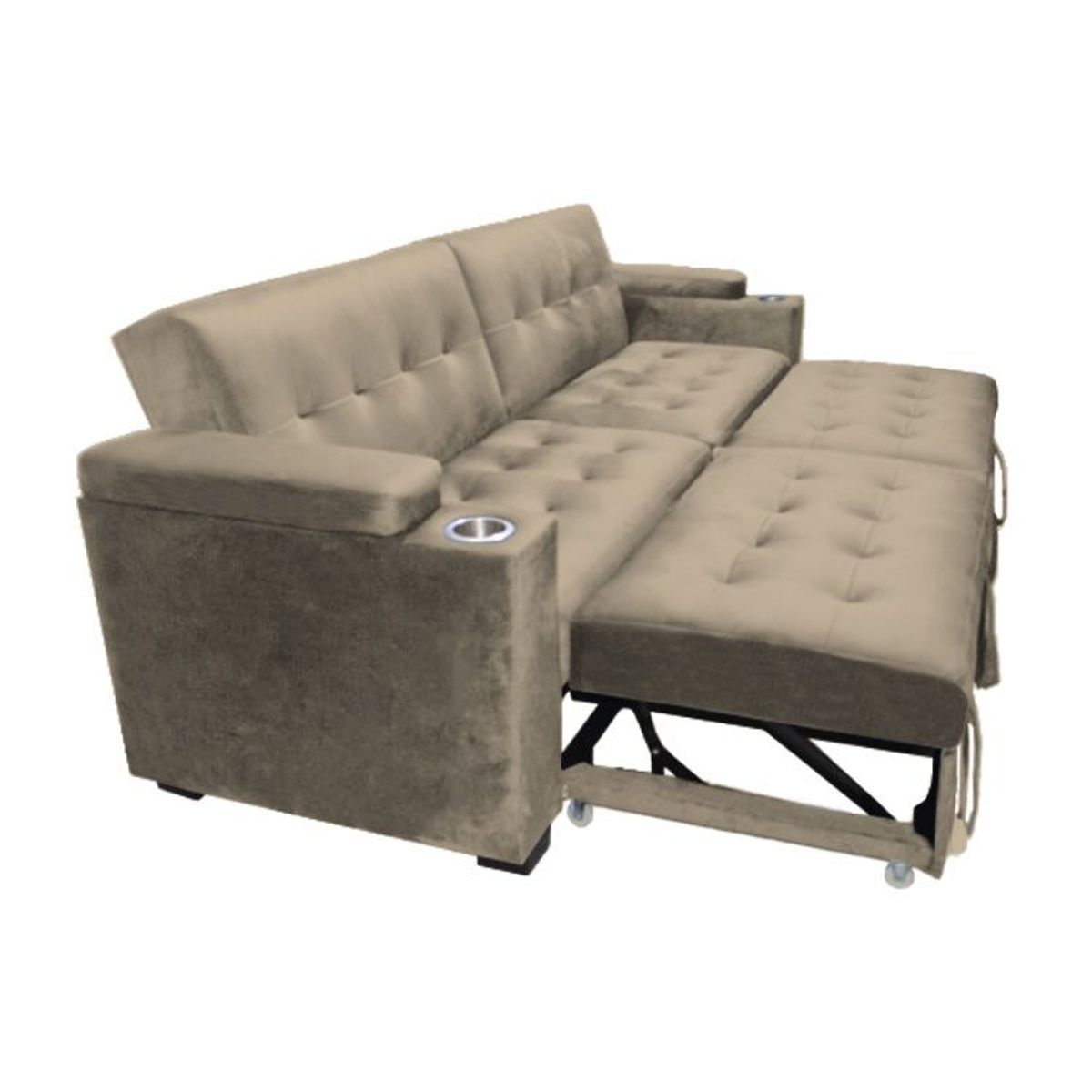 BARAKA HOME - Sofa Cama Madison con Portavaso y almacenamiento King - Beige Claro