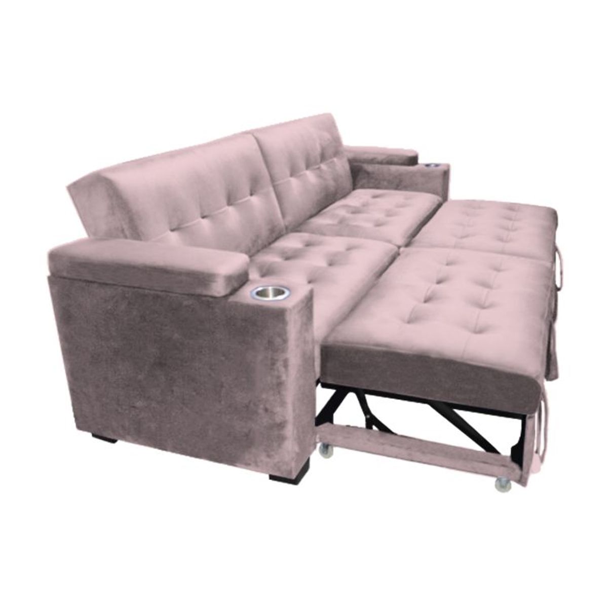 BARAKA HOME - Sofa Cama Madison con Portavaso y almacenamiento King - Rosado