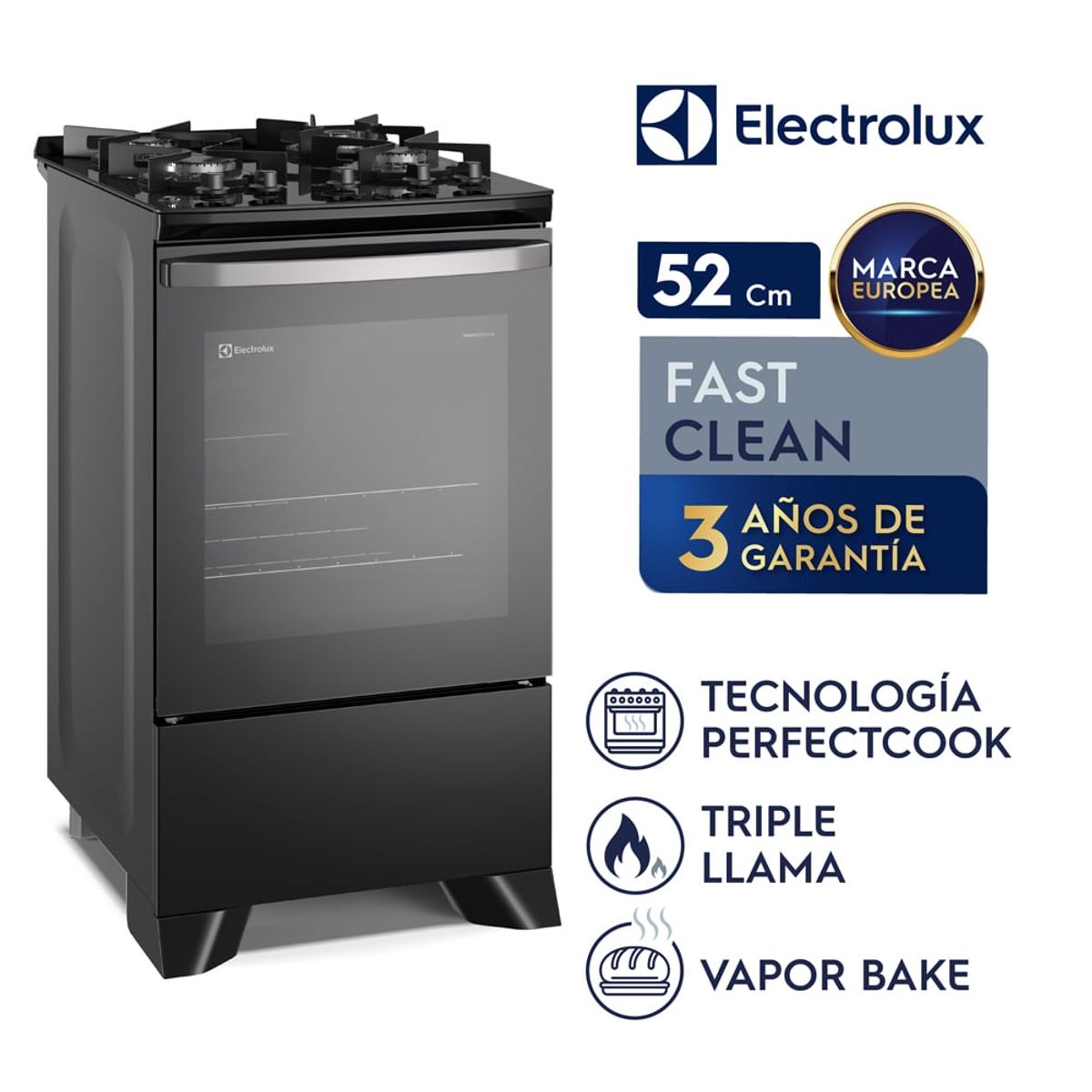 ELECTROLUX - Combo: Cocina 4 Quemadores Negro(FE4GP)+ Microondas 20L(EMDO20S2GSRUG) Electrolux