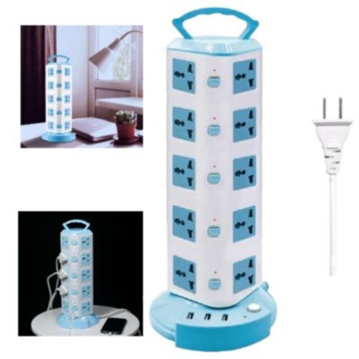 OEM - Torre Vertical Multifuncional 5Niveles (20 Conexiones) y 3 Puertos USB