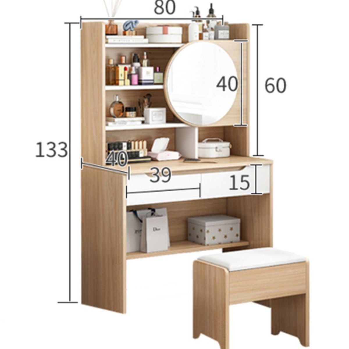 TU MESITA - Tocador Vintage Moderno Meli 80cm TU MESITA