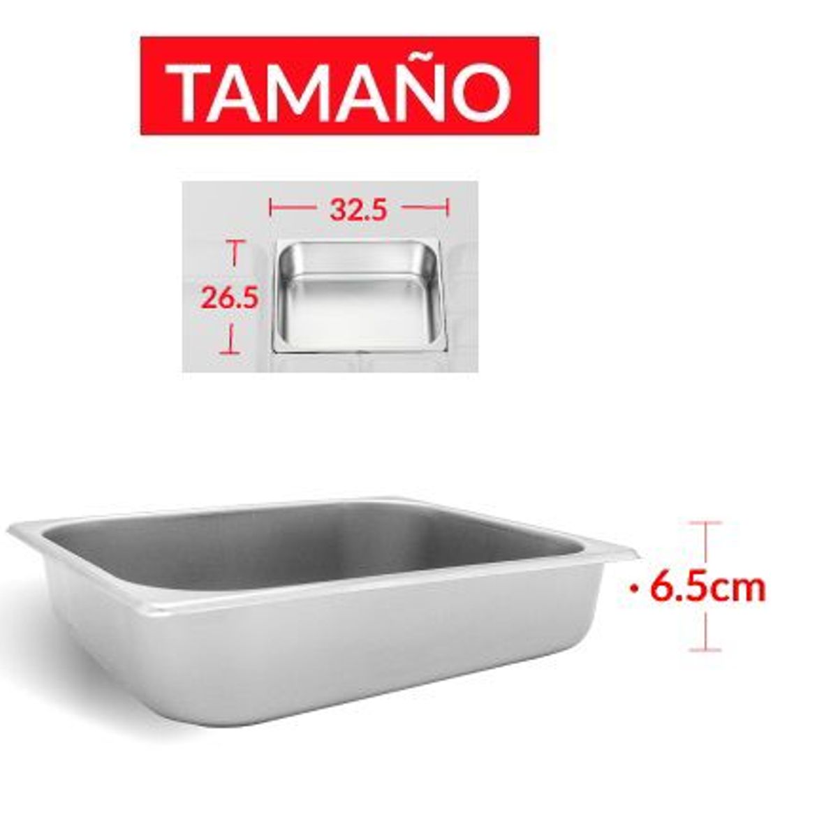 TIGERBEE - BANDEJA GASTRONÓMICA DE ACERO 26 cm x 32.5 x 6.5 cm