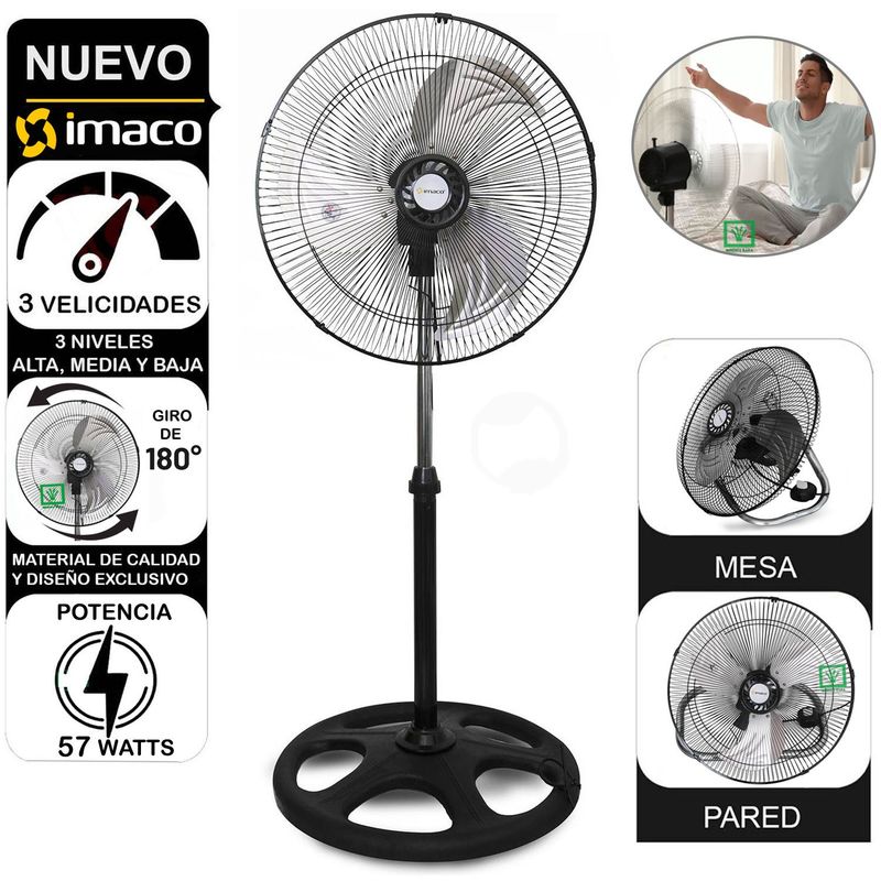 IMACO - Ventilador Imaco 3 en 1 de 18” Metálico FSM370 Negro