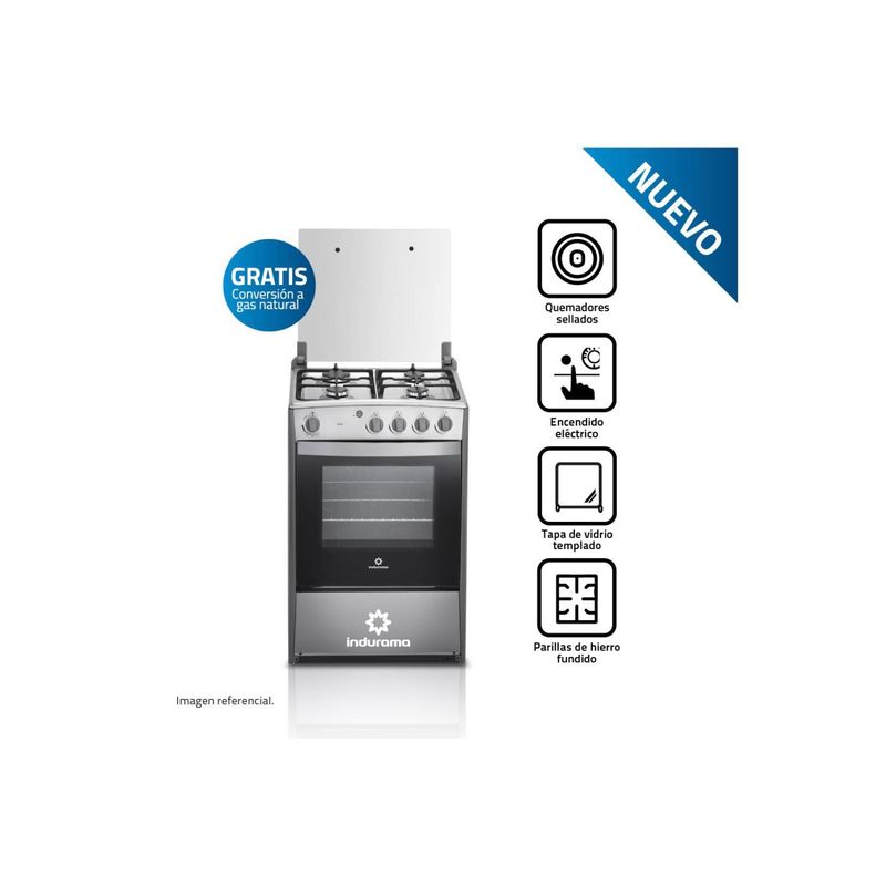 INDURAMA - Cocina Indurama Coruña 4 Quemadores Croma