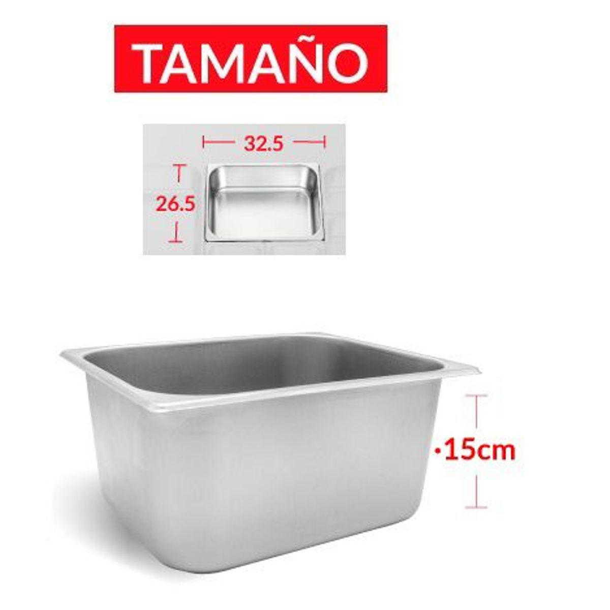 TIGERBEE - BANDEJA GASTRONÓMICA DE ACERO 26 cm x 32.5 x 15 cm