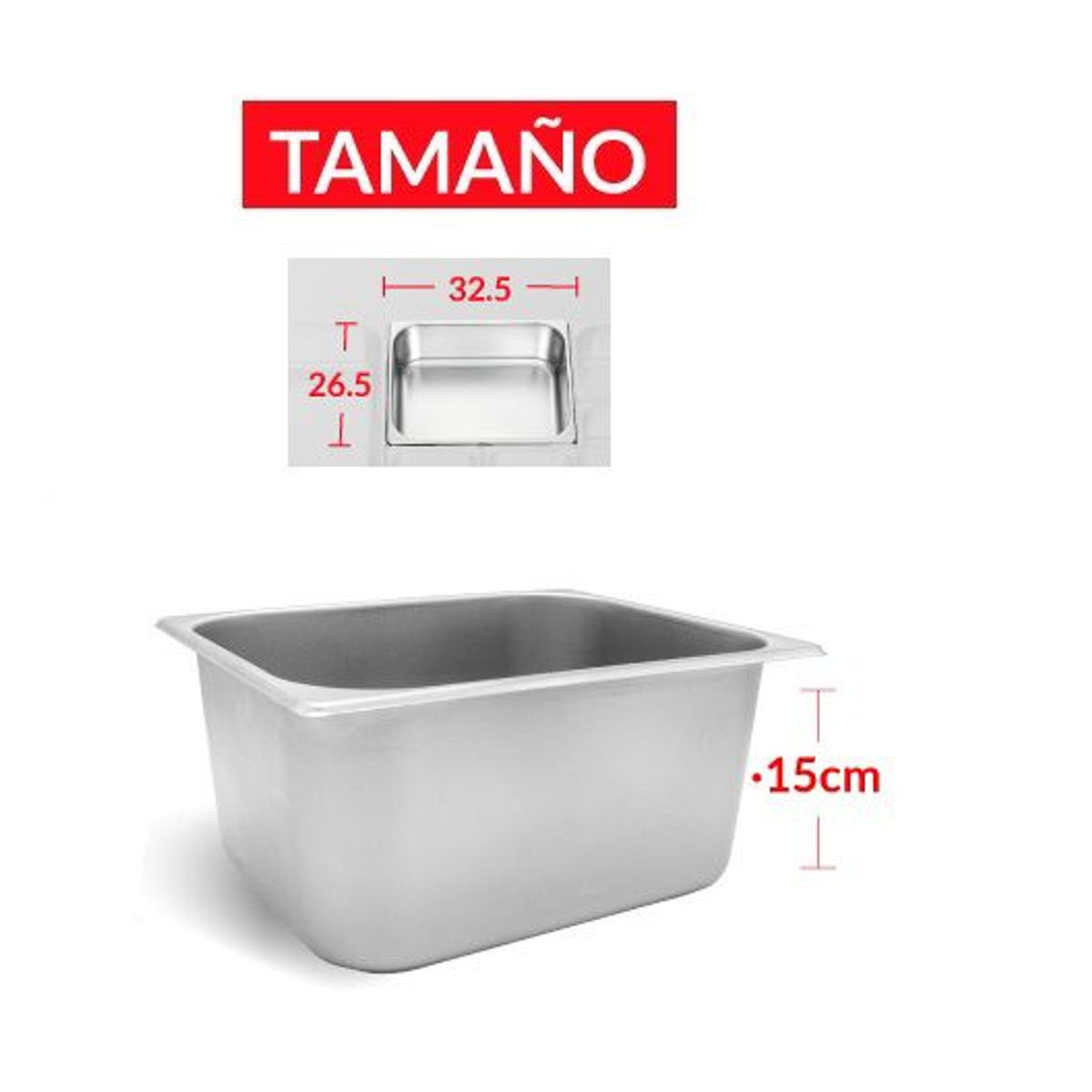 TIGERBEE - BANDEJA GASTRONÓMICA DE ACERO 26 cm x 32.5 x 15 cm