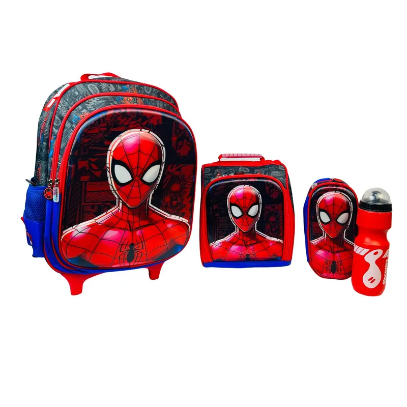 GENERICO - MOCHILA ESCOLAR OFFICE LONCHERA CARTUCHERA SPEDER-MAN CON RUEDAS