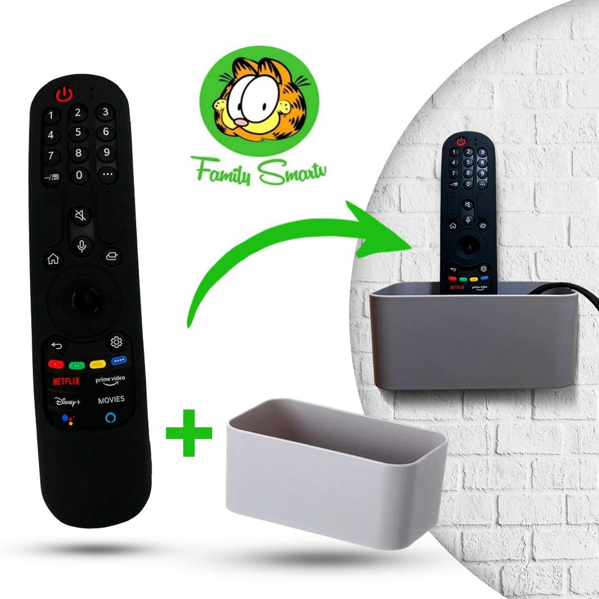 UNIVERSAL - Funda Control LG Magic 2021 Protector Anticaída/ Negra + Soporte