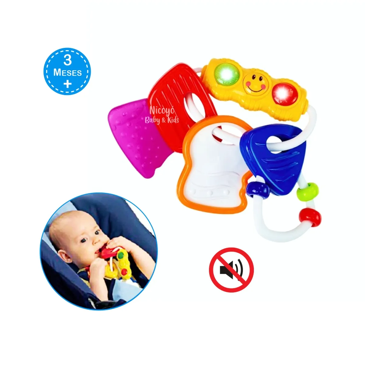 BABY - Juguete Llavero Mordedor con Luces para Bebés