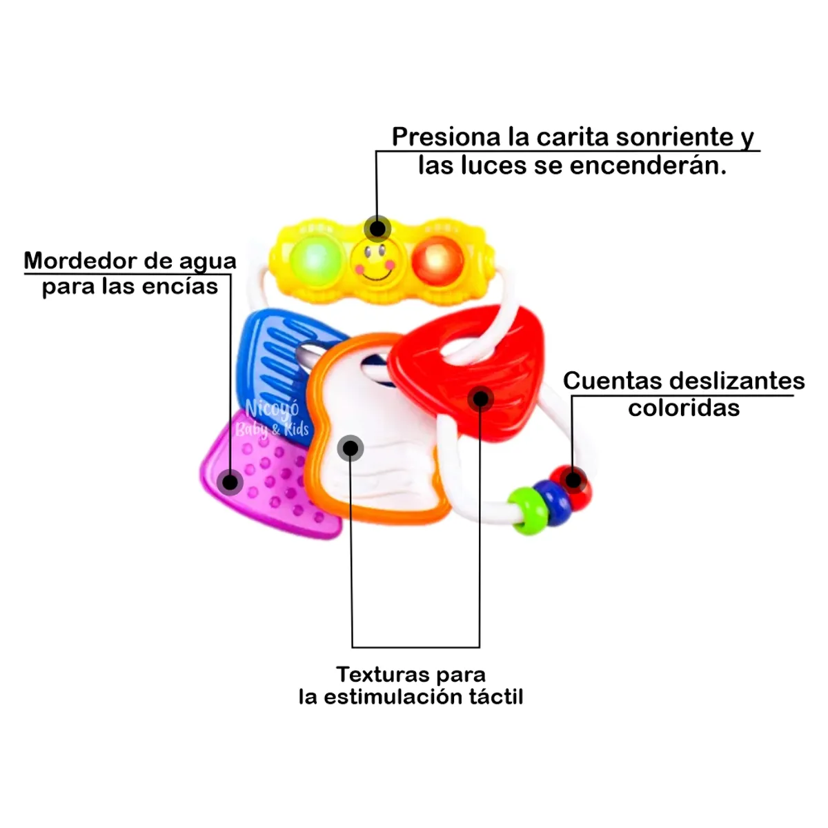 BABY - Juguete Llavero Mordedor con Luces para Bebés
